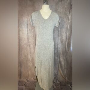 Jolie | Light Gray V-Neck Short Sleeve Maxi Dress | Size XXS